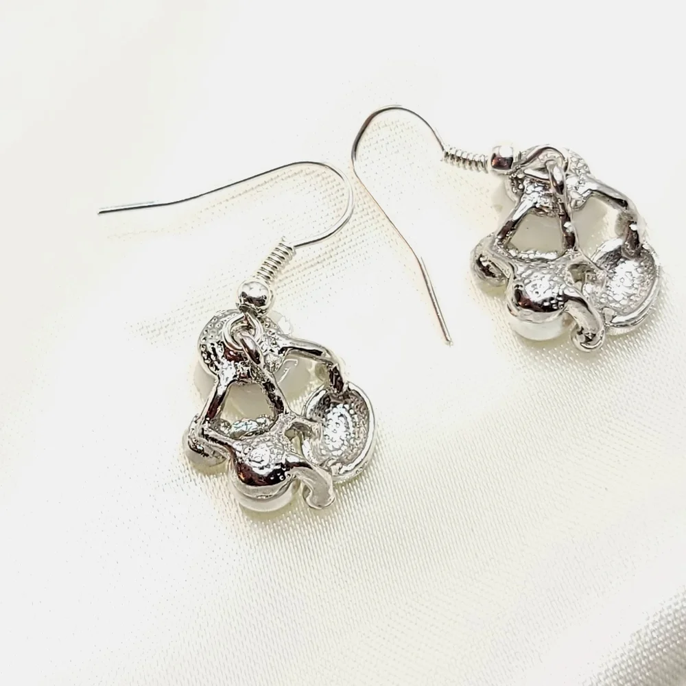 White Flower Pear Rhinestone Crystal Earrings
